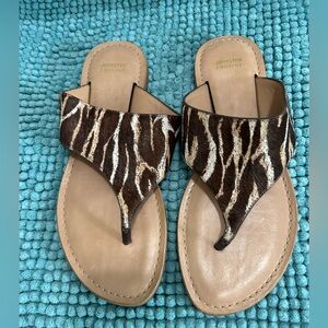 Johnston & Murphy Women's Zebra Print Sandals - Brown